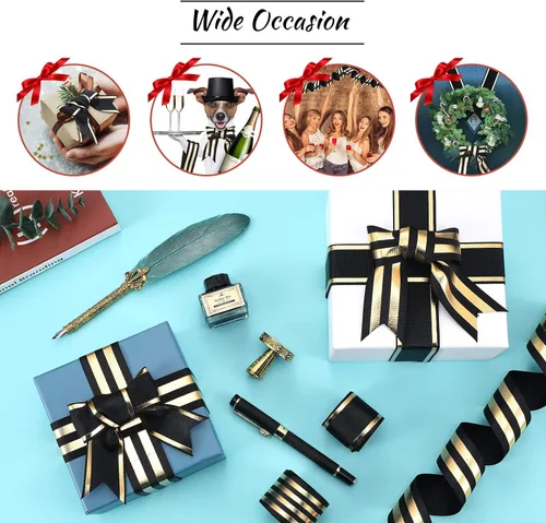 Miniatura 7 de WILLBOND 3 rollos de cintas de graduación de 1.5 pulgadas, cintas de tela de grogrén de 15 yardas de ancho, decoración de envoltura de regalos