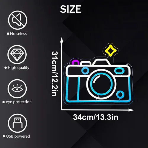 Miniatura 3 de Luz de neón para cámara de fotografía, letreros de neón LED regulables para decoración de pared, sala de amantes de la fotografía, regalo