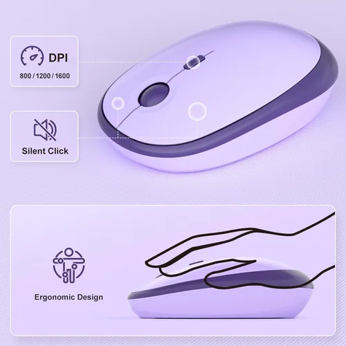 Miniatura 190 de KNOWSQT Combo de teclado y ratón inalámbrico, teclados lindos de tamaño completo estilo máquina de escribir 2.4G azul colorido - receptor USB Plug