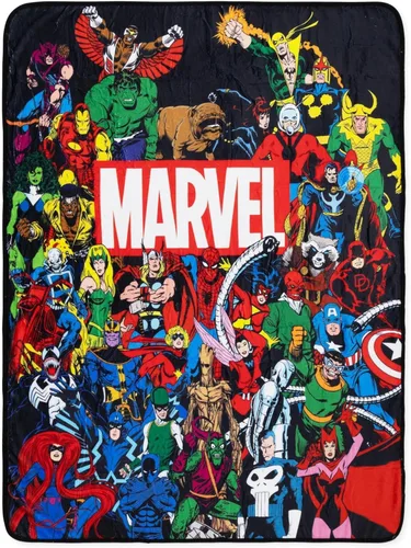Miniatura 12 de Marvel Legends - Manta de forro polar de Comic‑Cards – Poliéster ligero ultra suave, Spider‑Man ⋅ Capitán América ⋅ Wolverine & Villains Grid, manta