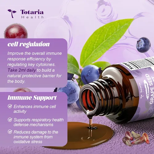 Miniatura 4 de Totaria Gotas líquidas de extracto de semilla de uva Suplemento antioxidante de polifenoles de alta potencia con 95 % para la piel, el corazón
