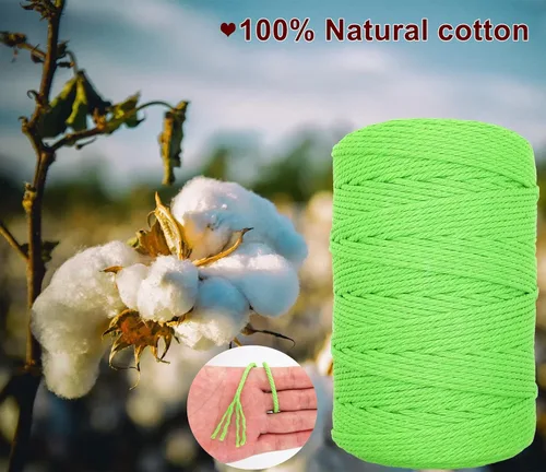 Miniatura 3 de Cuerda de algodón de 0.118 in, cuerda de cordel de 220 yardas, cuerda de macramé de algodón 100% natural para colgar plantas, colgar en la pared