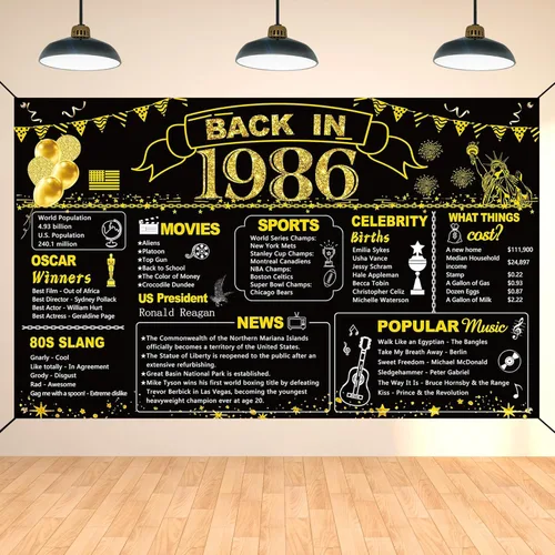 Miniatura 16 de DARUNAXY 100 cumpleaños de oro negro decoración de fiesta, pancarta de "Back in 1926" póster de fiesta de 100 años suministros, 6x3.6 pies gran