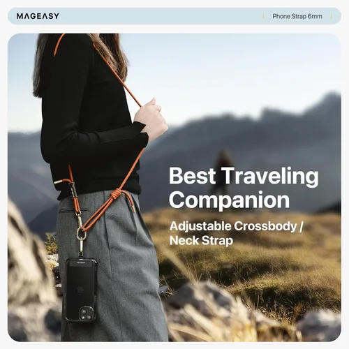 Miniatura 8 de MAGEASY Cordón universal para teléfono celular, correa cruzada antirrobo para iPhone 17 Pro Max y la mayoría de teléfonos inteligentes, para hombres