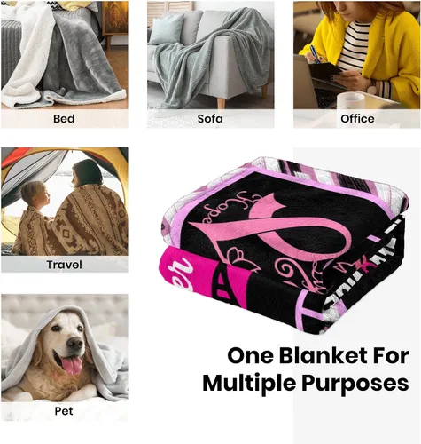 Miniatura 7 de Manta de cáncer de mama para mujer, regalos para sobrevivientes de cáncer de mama para mujeres, regalos inspiradores para mujer, manta de regalo