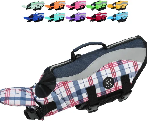 Miniatura 15 de EMUST Chalecos salvavidas ajustables para perros pequeños con flotabilidad mejorada, chaleco de natación para perros pequeños con asa de rescate