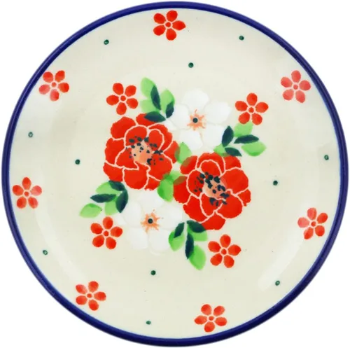Miniatura 12 de Polmedia Polish Pottery Mini plato, placa de posavasos UNIKAT - Un patrón de cuento de hadas de flores hecho a mano en Boleslawiec Polonia por