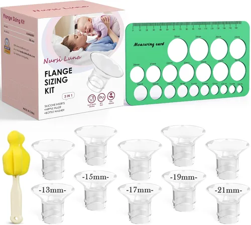 Miniatura 12 de Kit de Dimensionamiento de Brida Nursi Luna 3 en 1 con 8 Piezas de Insertos de Brida 15/17/19/21mm, Kit de Insertos de Brida de Silicona