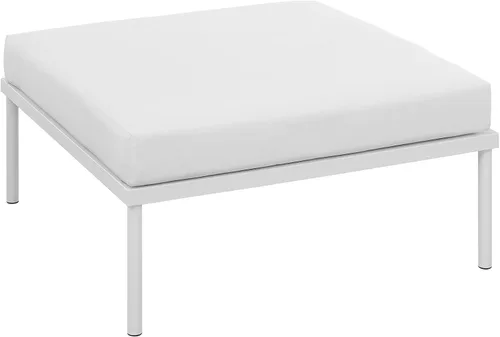 Miniatura 4 de Modway Harmony - Otomana de aluminio para patio al aire libre con cojín en blanco y blanco