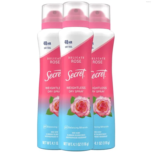 Miniatura 13 de SECRET - Desodorante antitranspirante en aerosol para mujeres, 48 horas de protección sin peso contra el sudor y el olor, suave para la piel, aroma