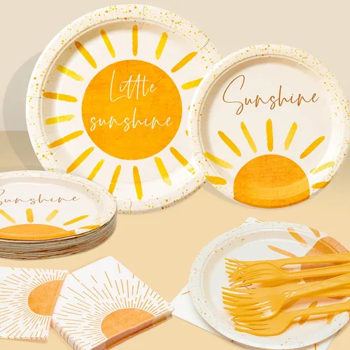 Miniatura 3 de 96 platos bohemios para fiesta de sol, suministros para el primer viaje alrededor del sol, decoración de vajilla, platos de papel desechables