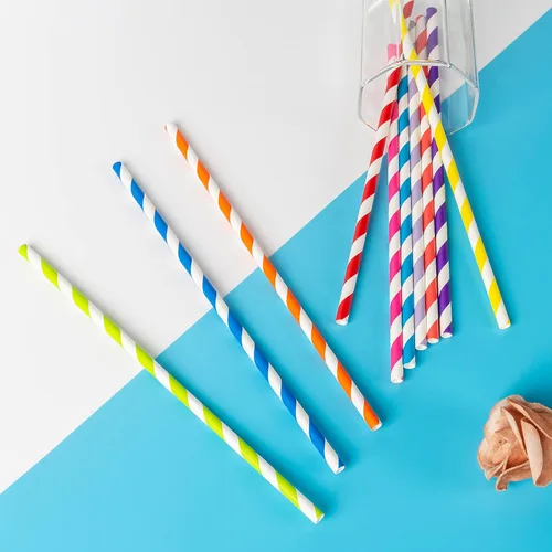 Miniatura 4 de PakTalk Paquete de 100 pajitas de papel desechables de color morado claro para beber, pajitas de papel ecológicas para manualidades, cumpleaños