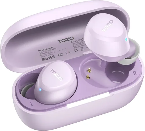 Miniatura 11 de TOZO Auriculares inalámbricos A1 Bluetooth 5.3 de peso ligero en el oído IPX5 Auriculares impermeables 2 micrófonos para llamadas AI, auriculares