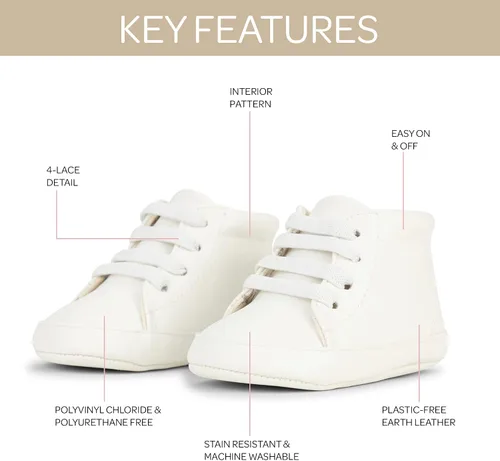 Miniatura 3 de JuJuBe - Zapatos de bebé de silicona para bebés, cuero vegano, Eco Steps Sneaks