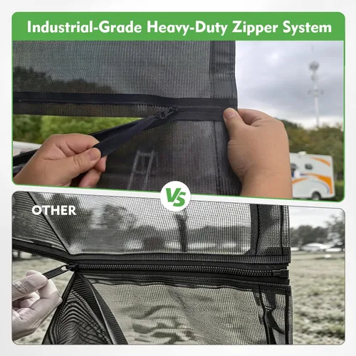 Miniatura 3 de Pantalla de Sombra Solar para Toldo de RV 8'x15'3'' (Compatible con Toldo de 16'), Pantalla de Malla Negra con Cremallera, Pantalla Universal