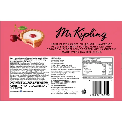 Miniatura 2 de Mr Kipling Bakewell de cereza y almendra 6pk - Juego de 2