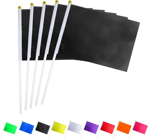 Consummate Paquete de 25 banderas negras sólidas, pequeñas banderas negras lisas para bricolaje, decoraciones de fiesta para desfiles, gran