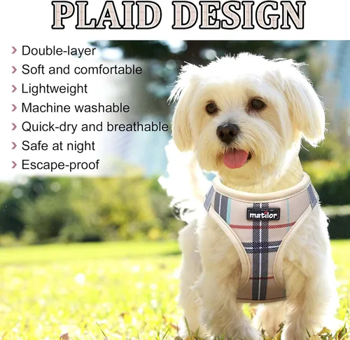 Miniatura 4 de Arnés para perro, transpirable, diseño para meter por las patas, para cachorros y gatos, o perros pequeños o medianos, color Beige