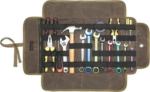 Miniatura 7 de Bolsa enrollable para herramientas, bolsa de herramientas de lona encerada de 16 onzas, bolsa de herramientas multiusos con banda elástica, 1 bolsa