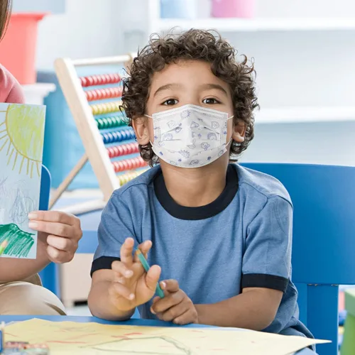 Miniatura 2 de Albatross Health New England Paquete de 50 mascarillas desechables para niños. Transpirable de 3 capas, antipolvo, saliva, smog para niños y niñas