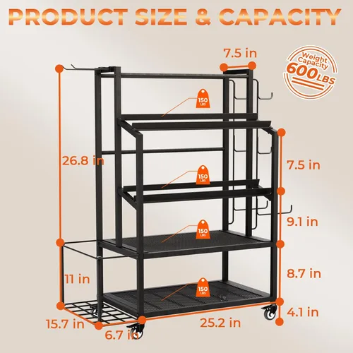 Miniatura 6 de Estante para Mancuernas de 600 LBS Soporte de Peso - Bonvork Estante de Peso Ajustable para Mancuernas, Estante de Almacenamiento de Gimnasio