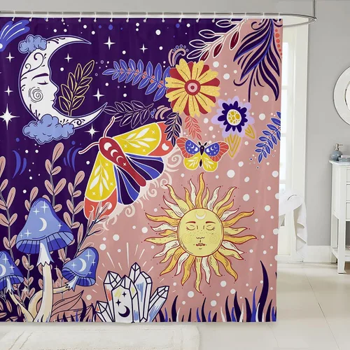 Miniatura 26 de Castle Fairy Cortinas de ducha con hojas de ginkgo, cortina de baño botánica de naturaleza verde, tela de plantas de acuarela, juego de decoración