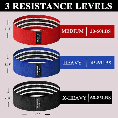 Miniatura 5 de STANDROCK Bandas de resistencia de tela para entrenamiento, bandas de 3 y 4 niveles, bandas de resistencia largas para mujeres y hombres Bandas