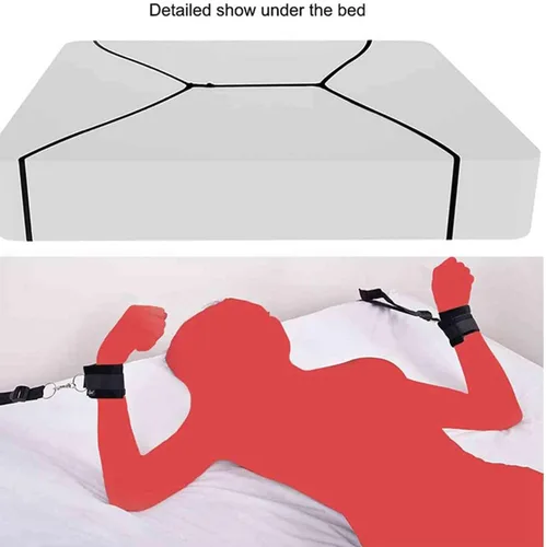 Miniatura 3 de Kit de sujeción de cama para parejas, lazos sexuales para tobillos y muñecas, barra de cuello a muslo/tobillo, restricciones de muñeca y muslo