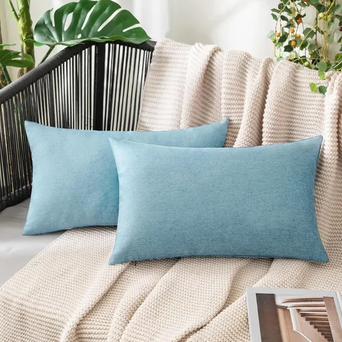 Miniatura 94 de MIULEE Paquete de 2 fundas decorativas para almohadas de exterior, sólidas, impermeables, de lino sintético, estilo granja de jardín, fundas de Óxido