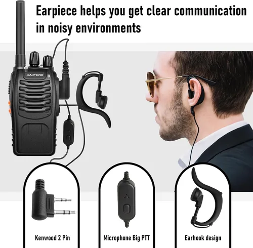 Miniatura 4 de BAOFENG Radio BF-88A Walkie Talkies Long Range for Adults with 20PCS Batteries, Earpieces with Mic, Flashlight, VOX, Portable FRS Two Way Radios for