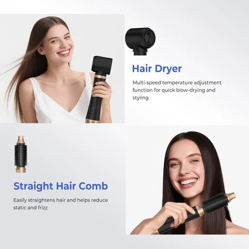 Miniatura 2 de 5 in 1 Hair Dryer Brush, Blow Dryer Brush Set with Air Curler Wrap Hair Styler, Negative Ionic Blow Dry Brush, Detachable Hair Tool for Curling
