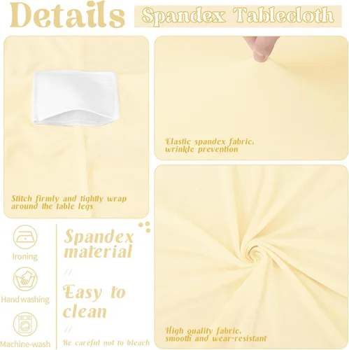 Miniatura 3 de HAISIWLKJ Paquete de 3 manteles beige de 6 pies para mesa plegable rectangular de elastano, ajustada, elástica, resistente a las arrugas, lavable