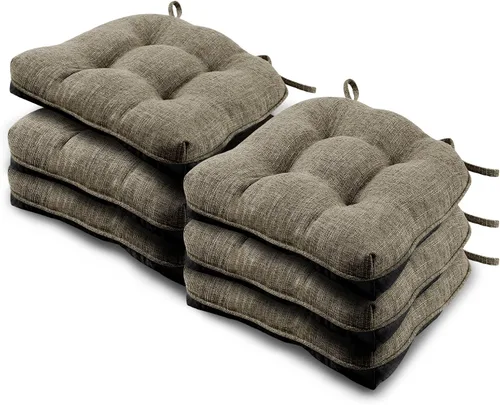 Miniatura 11 de Basic Beyond Paquete de 4 cojines para sillas de comedor, cojines para sillas de comedor con lazos y respaldo antideslizante, 15.5 x 15.5 pulgadas