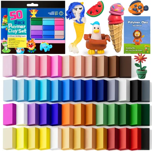 CiaraQ Kit de arcilla polimérica, mini juego de arcilla para modelar para niños/principiantes/artistas, 48 colores