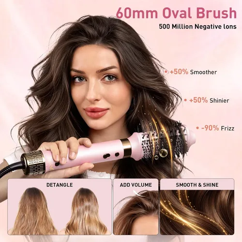 Miniatura 3 de Mythsight Dual Voltage StyleVibe 8-en-1 Secadora de pelo y cepillo secador de pelo con estuche de viaje - Rulos de envoltura automática (L/R)