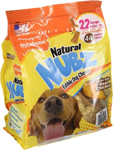 Miniatura 2 de Paquete de 2 masticables comestibles Nylabone Natural Nubz para perros, 22 unidades (2.6 libras/bolsa), total 5.2 libras (edición limitada)