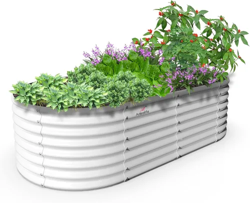 Miniatura 16 de A ANLEOLIFE Paquete de 2 camas de jardín elevadas galvanizadas de 3 pies x 24 pulgadas de alto para exteriores, jardinera redonda de metal