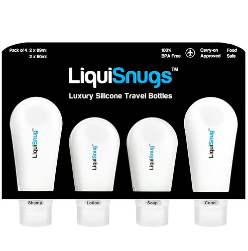 LiquiSnugs, 100% a prueba de fugas, botellas de viaje, de silicona (3 unidades), aprobado por TSA, por TravelSnugs