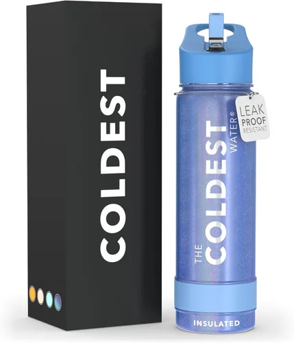 Miniatura 8 de Coldest - Botella para agua con tapa que incluye pajilla, térmica y metálica (acero inoxidable), para hombres y mujeres, color morado