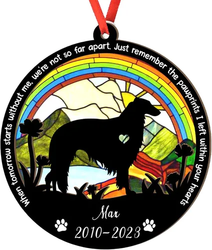 Miniatura 124 de Adorno personalizado para atrapasoles de sabueso afgano, adorno de Navidad de sabueso afgano, regalo para perro amante, sabueso afgano conmemorativo