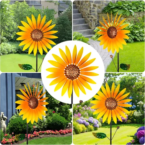 Miniatura 6 de 2 paquetes de giradores de viento para exteriores, decoración de girasol girador de viento para patio, molinetes, giradores de viento para patio