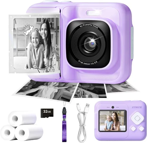Miniatura 10 de Cámara para niños, cámara de impresión digital instantánea de 1080P para niños, regalos de Navidad y cumpleaños para niñas y niños de 4, 5, 6, 7, 8