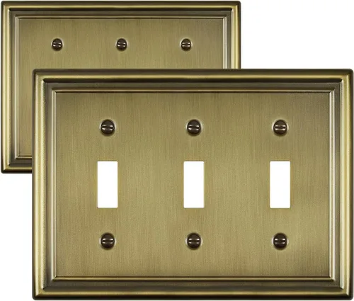 Miniatura 33 de Paquete de 2 placas decorativas de pared, placa de cubierta de toma de corriente eléctrica de níquel satinado para receptáculo, interruptor