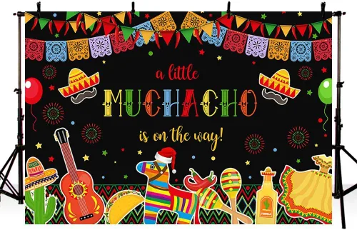 Miniatura 2 de MEHOFOND Fiesta Boy - Telón de fondo para baby shower, mexicano, A Little Muchacho está en camino, cactus Cinco Mayo, fondo de taco, feliz