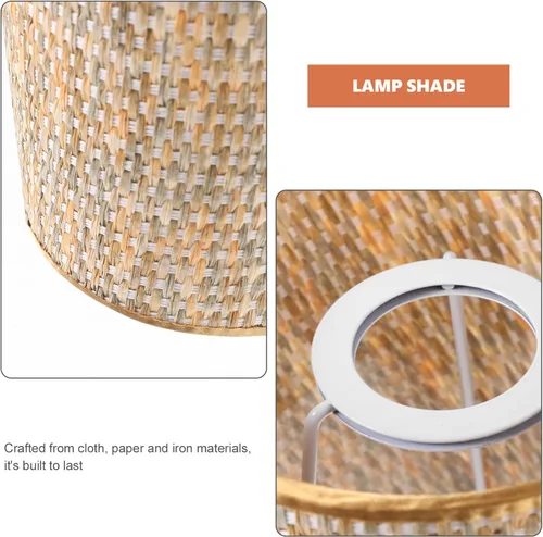 Miniatura 9 de VOSAREA Pantalla de lámpara pequeña de ratán tejida para lámparas de mesa y luz de pie con clip en tela de tela, pantallas de lámpara de lámpara