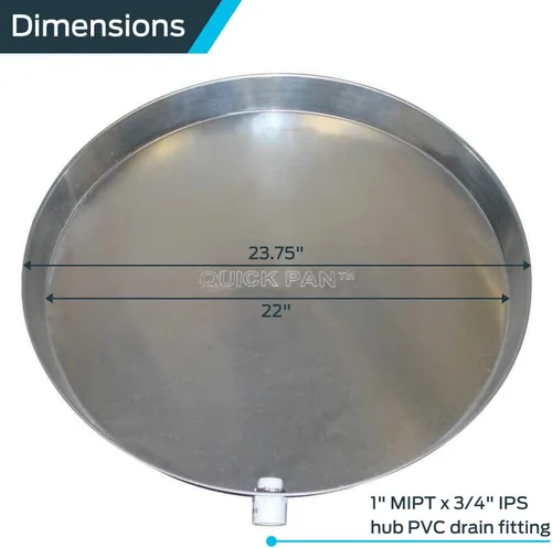 Miniatura 5 de Holdrite QP-22 Calentador de agua de aluminio QuickPan con accesorio de drenaje de PVC de 1 pulgada, diámetro de 22 pulgadas