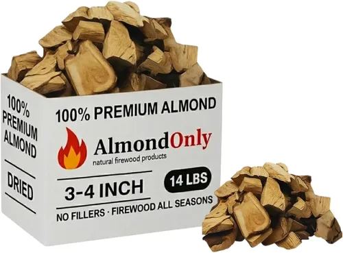 Miniatura 11 de Trozos de madera de almendro para ahumar de 1 a 2 pulgadas, 100% tostados, trozos de barbacoa premium para ahumar y asar a la parrilla, perfectos