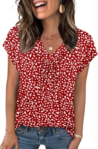 Miniatura 2 de Zeagoo Camisetas de manga corta con cuello en V para mujer, ropa de negocios, ropa de trabajo, ropa de moda