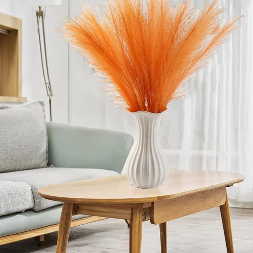 Miniatura 7 de Decoración de hierba de pampa naranja otoñal, 30 piezas de 17 pulgadas de hierba de pampa sintética, arreglo floral de hierba de pompas y relleno