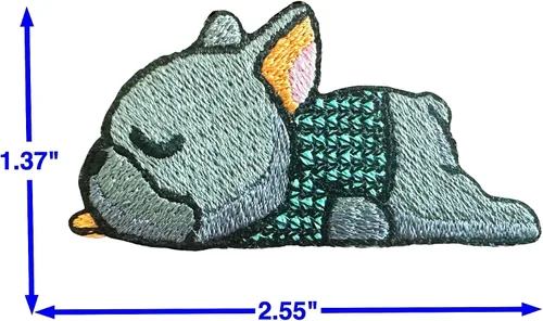 Miniatura 4 de TH - Juego de 2 minúsculos, bulldog francés, cachorro, mascota, lindo logotipo de dibujos animados, 3 parches, coser para planchar en bordado